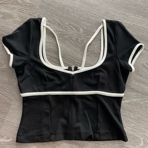 Anthropologie NWT Maeve Black and White Sweetheart Ponte Knit Top Sz Medium